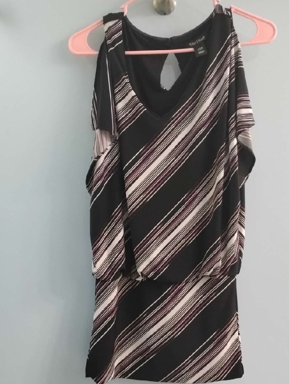 White House Black Market  Striped Cold-Shoulder Tunic Top Size XXS